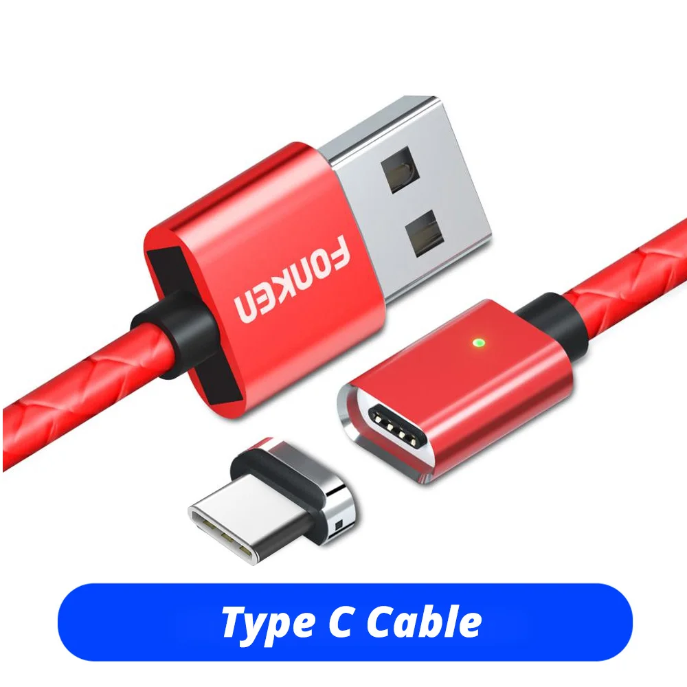 Магнитный кабель для быстрой зарядки, длинный Магнитный кабель Micro US C-type, синхронный Магнитный кабель для передачи данных для samsung IPhone huawei - Цвет: Red Type C Cable