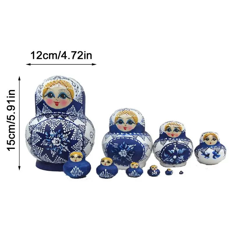10pcs Cute Cartoon Big Belly Shape Brown Owl Wooden Russia Nesting Dolls Matryoshka for Kids Children Birthday Gift cocomelon doll Dolls