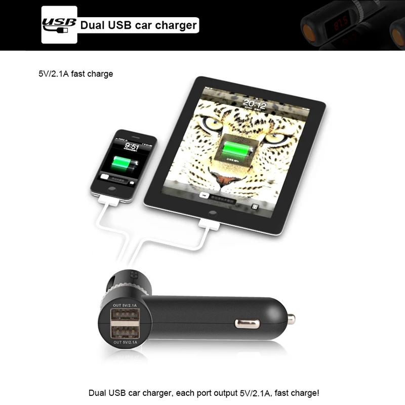 Автомобильное зарядное устройство Aux передатчик FM для автомобиля Bluetooth двойной USB