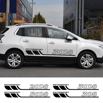 

2pcs For Peugeot 308 3008 2008 5008 Car Styling Door Side Strips Stickers Motor Sport Graphics Customized Car Tuning Accessories