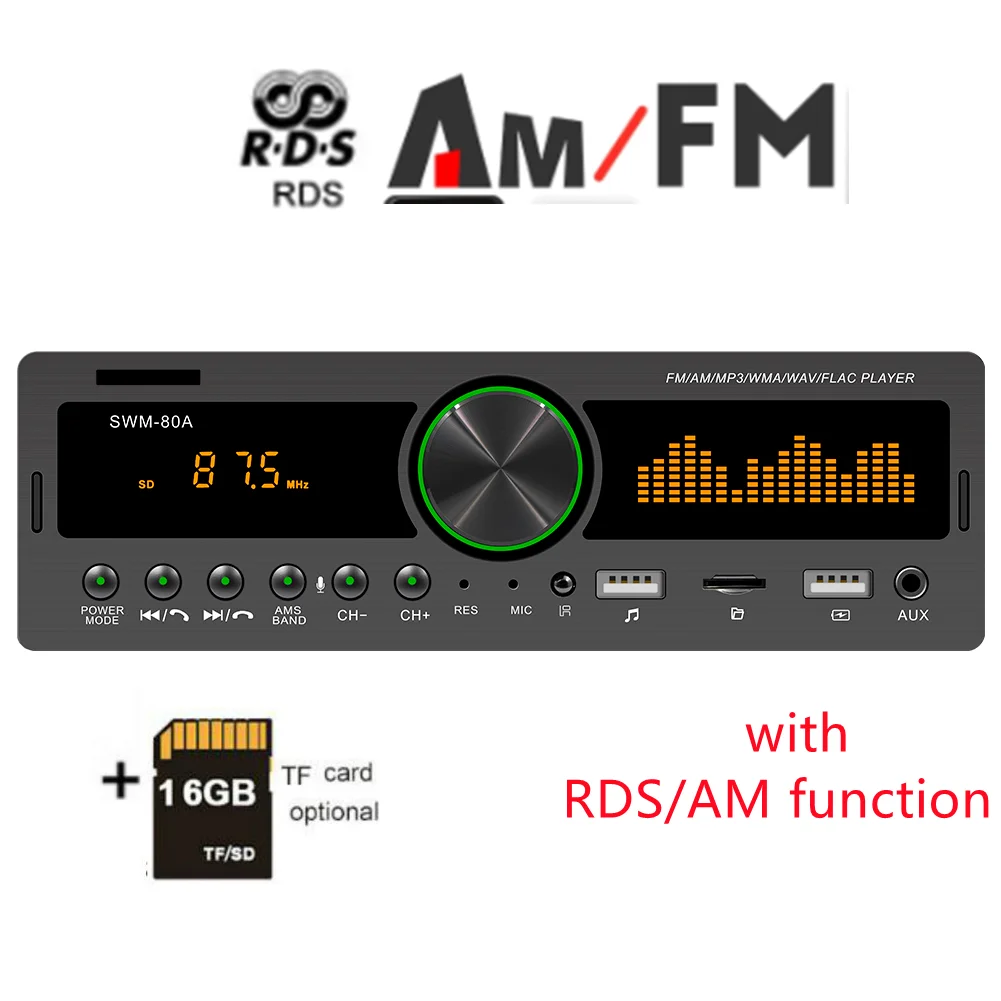 head unit 1 DIN Car Radio Multimeida MP3 Player Audio Copy Bluetooth TF USB AUX-Input Locator Auto Stereo Head Support RDS/AM Function car audio near me Car Radios