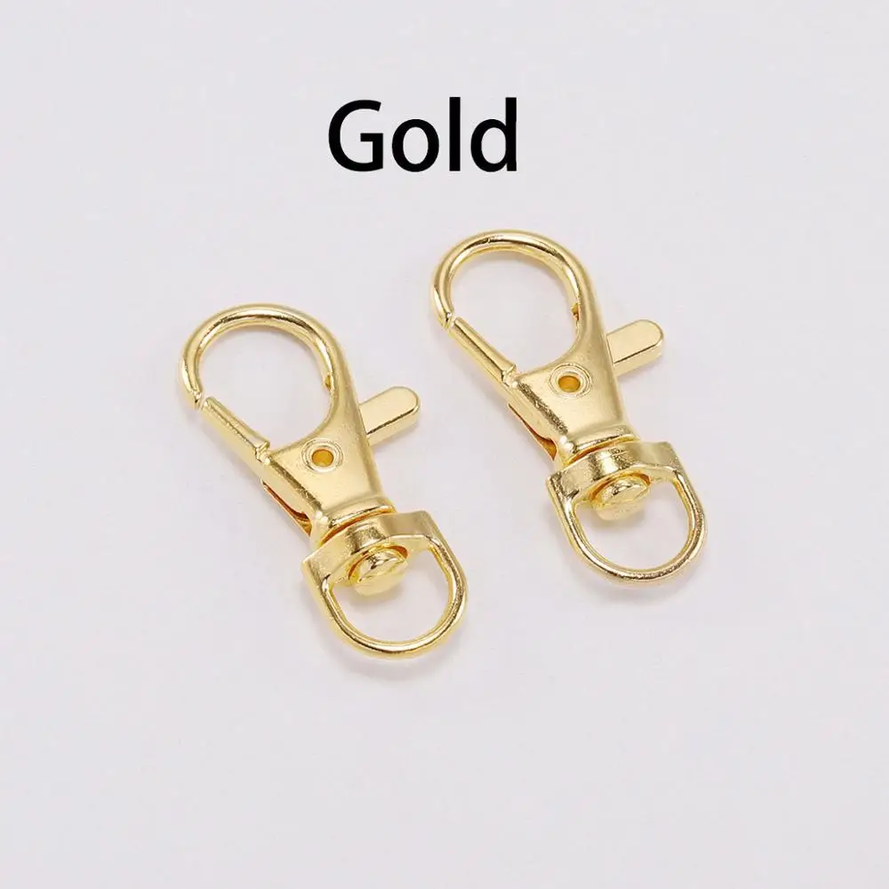 Gold 10 шт./лот шарнирная застежка-Омар брелок с крючками разъемное кольцо для ключей Разъем для сумки ремень собачьи цепи DIY ювелирных изделий - Цвет: Gold