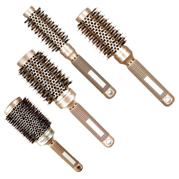

Round Barrel Hair Brush with Simulation Boar Bristle, for Hair Drying, Styling, Curling, Gold (1.3 inch)