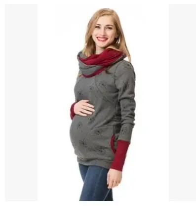 Мода для беременных кормящих женщин в горошек беременность с капюшоном Топы платья зимнее Грудное вскармливание беременных тройник платье осень - Цвет: 3