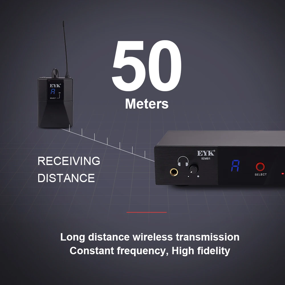 Беспроводная система ушных мониторов EYK IEM81 UHF одноканальная с 16 частотами на