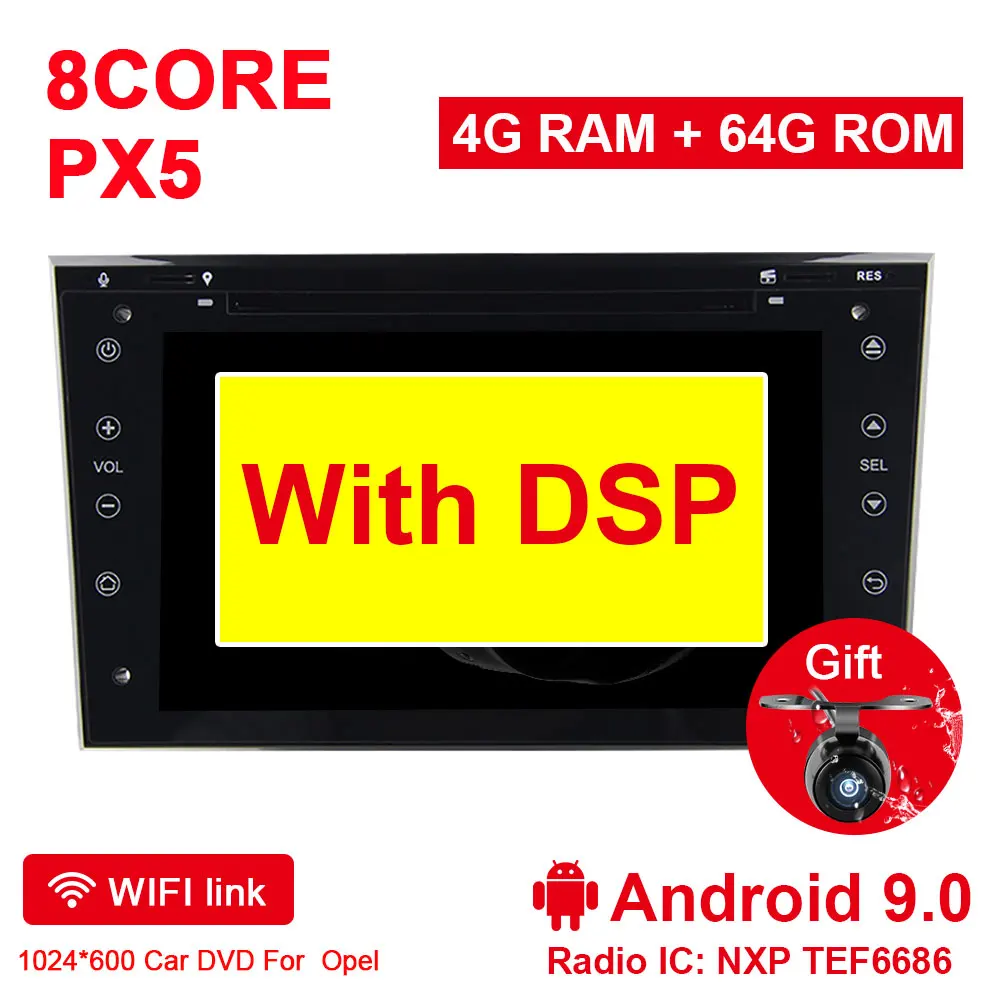 4G 64G with DSP Eunavi Восьмиядерный 2 din Android 9,0 автомобильный Радио gps Навигация стерео для Vauxhall Opel Astra H G Vectra Antara Zafira Corsa NO DVD - Цвет: 4G 64G with DSP