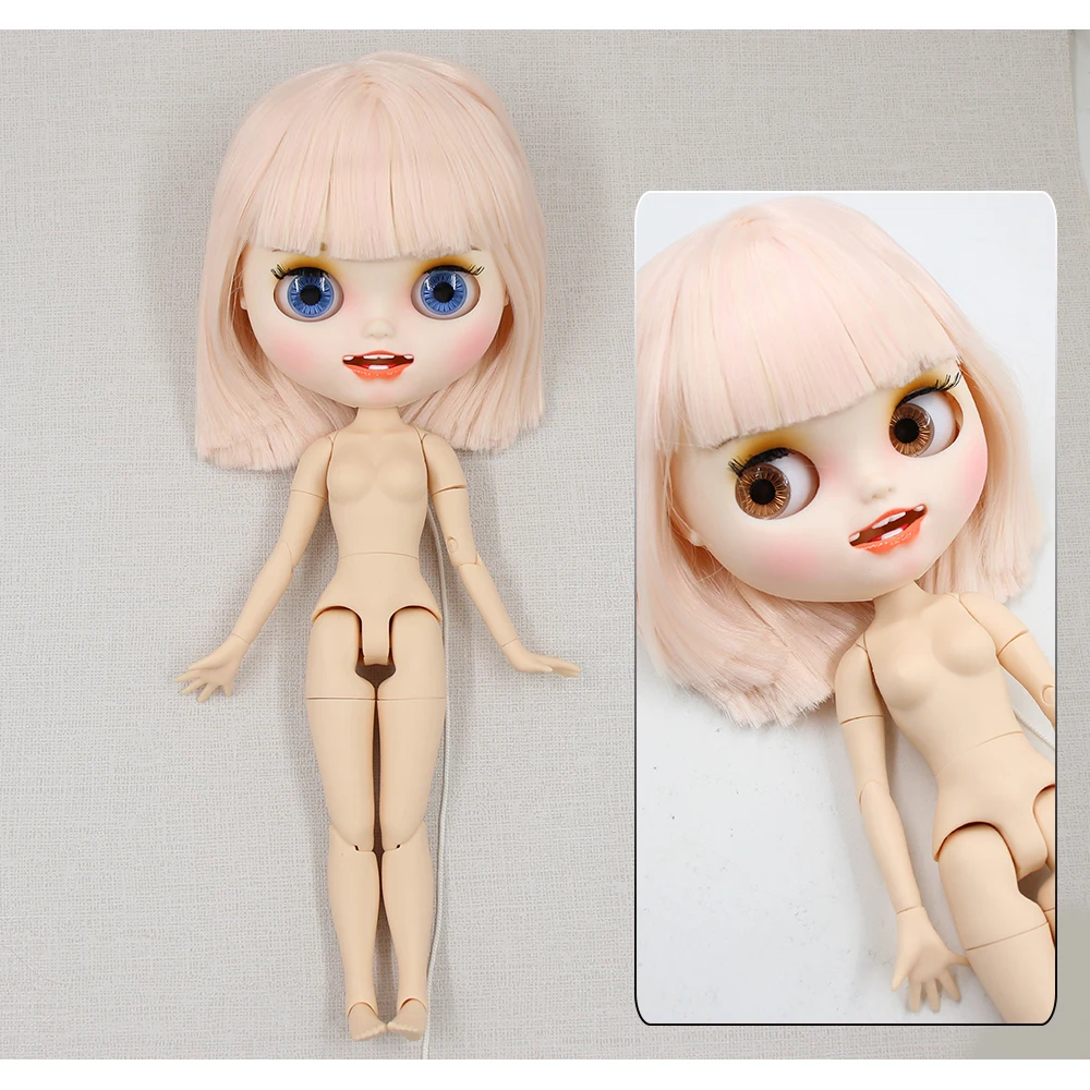 Neo Blythe Doll with Pink Hair, White Skin, Matte Smiling Face & Factory Jointed Body 1