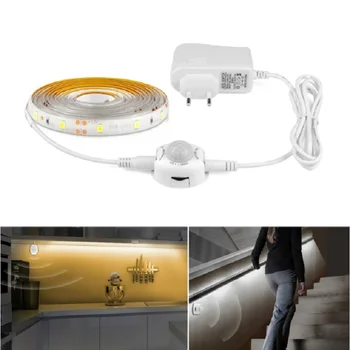 

PIR Motion Sensor LED Under Cabinet light 1m 2m 3m Battery Power Plug Type SMD2835 Strip For Closet Wardrobe Stairs Bedroom