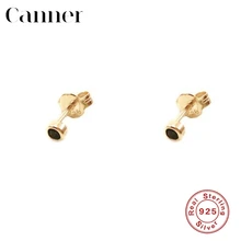 Корейские стильные милые черные круглые серьги-гвоздики из стерлингового серебра 925 пробы, очень простые ювелирные изделия для студентов