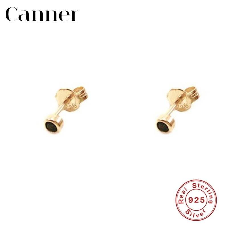 

Korean style Cute Black Round Button Earrings 925 sterling silver Stud Earrings INS extremely simple Student Ear Jewelry