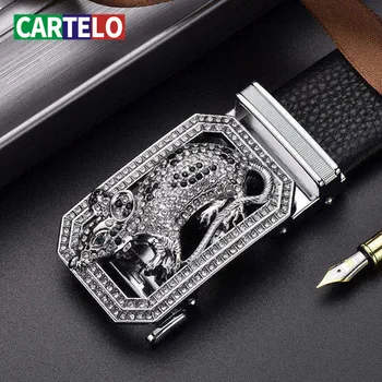 

CARTELO brand Leather Belts Cow Leather Luxury Fashion Men Zodiac Automatic Men Cow Genuine Leather Belts for Men luxury