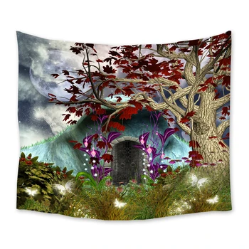 

Fantasy Mist Forest Moon Tree Tapestry Wall Hanging Coverlet Bedding Sheet Throw Bedspread Living Room Tapestries Dorm Decor