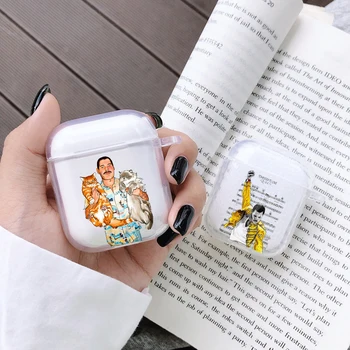 

Freddie Mercury Rainha banda Soft Shell Bluetooth Wireless Earphone Case For Apple Airpods Charging Box Secret Text Cover Coque