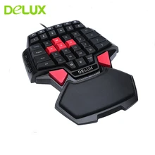 Deluxe T9 tek elle oyun klavyesi ergonomik bilgisayar oyun klavyesi RGB arka işık Tablet kablosuz klavye dizüstü PC Mac için