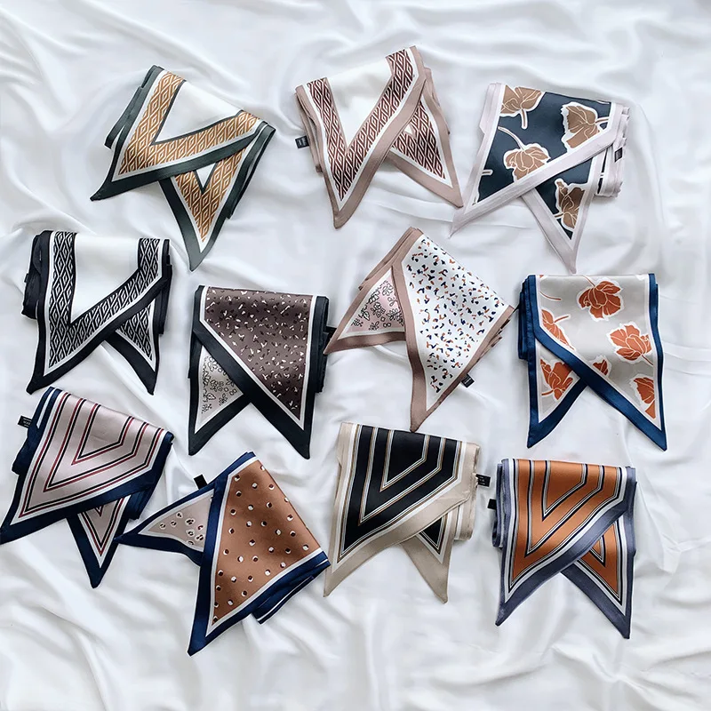

New Style for Autumn Winter Variety of Printed Ribbon Scarf Double-Sided Decorative Silk Scarf Neckerchief Women skinny scarf