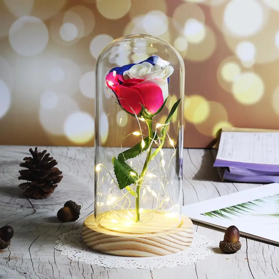 Красавица и Чудовище Роза, Роза в стеклянном куполе, Forever Rose, красная роза, роза, Belle Rose, подарок на день рождения для девушки