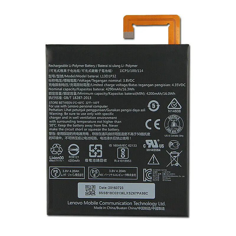 Аккумулятор для планшета L13D1P32 для lenovo Tab 2 A5500 A8-50F/LC S8-50F/L+ инструмент 4290 мАч