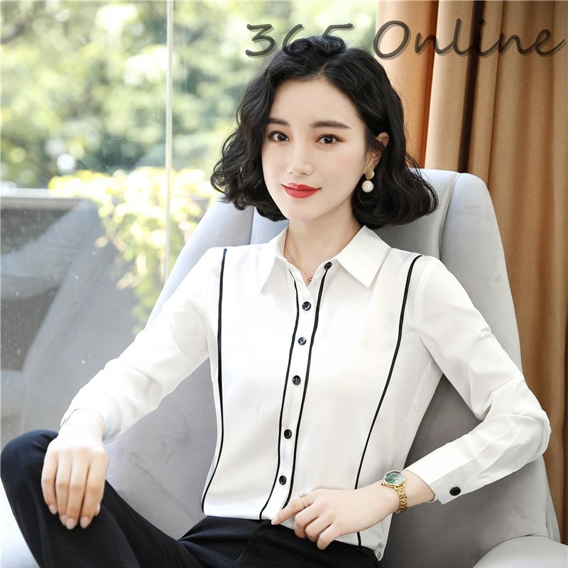 

Ladies Fashion Styles Spring Autumn Women Business Work Wear Blouses and Shirts Long Sleeve Female Work Wear Tops Clothes