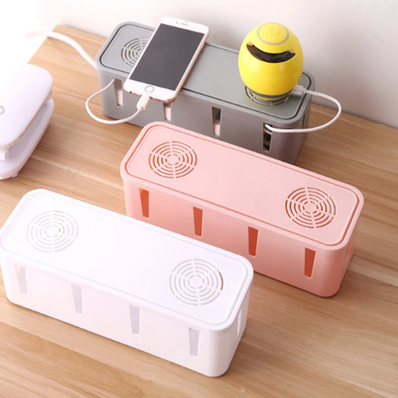 Colour Cable Storage Box Power Board Wire Management Socket Strip Wire Case  Dust Charger Socket Organizer Network Bin Charger