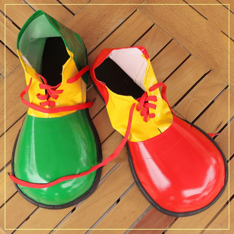 Halloween Funny Colorful PU Clown Shoes Adults Magic Cosplay Shoes Performance Costume Props Masquerade Party Dress Up Decorate