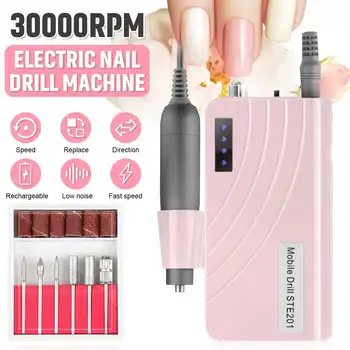 

30000RPM Portable Rechargeable Nail Drill Machine Manicure Machine Electric Nail File Nail Art Tools Set for Nail Drill Bits