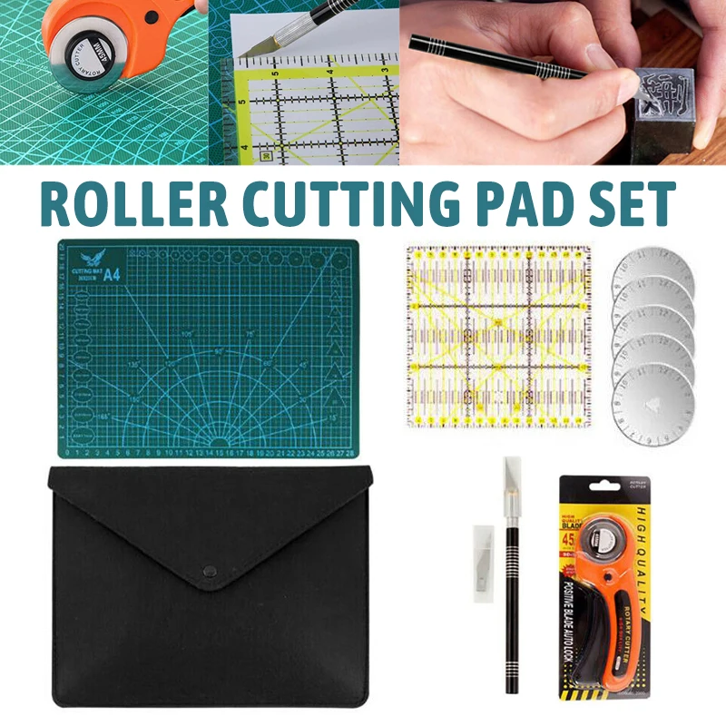 

Набор принадлежностей для шитья, 15 шт., роторный нож для резки, Лоскутная линейка, восстанавливающий режущий коврик для искусственной кожи, шитье своими руками