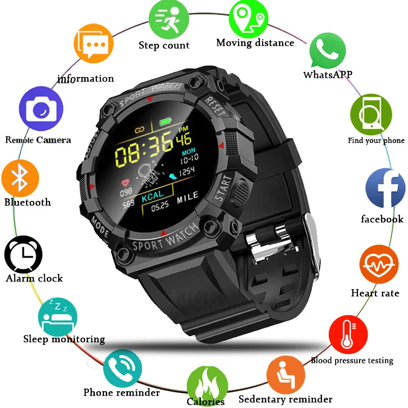 LIGE New Smart Watch Fitness Color Screen Smart Sport Bracelet Activity Running Tracker Heart Rate For Men Women smartwatch+Box
