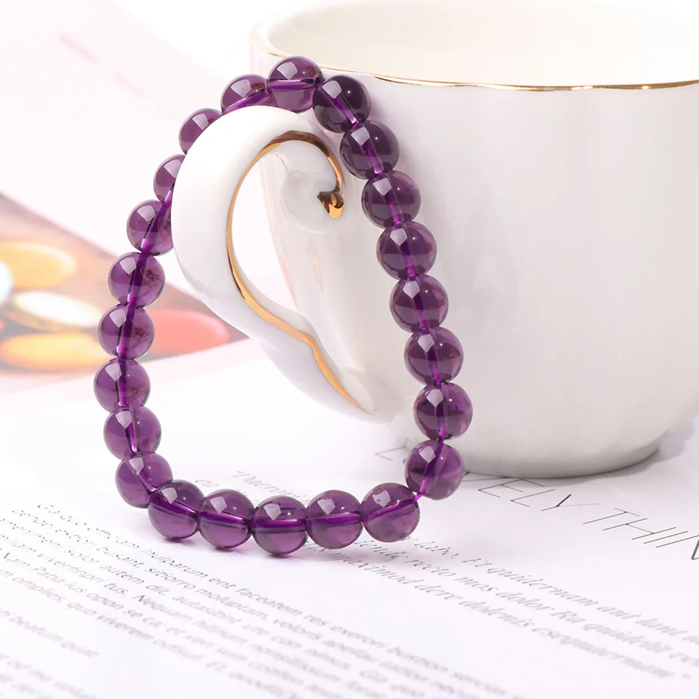 8mm Charm Beaded Bracelet With Natural Stone Beads Purple Amethysts Bracelet Bangle For Men Women Jewelry Best Friend Gift 1PC bangle bracelet beaded bracelet bead bracelet