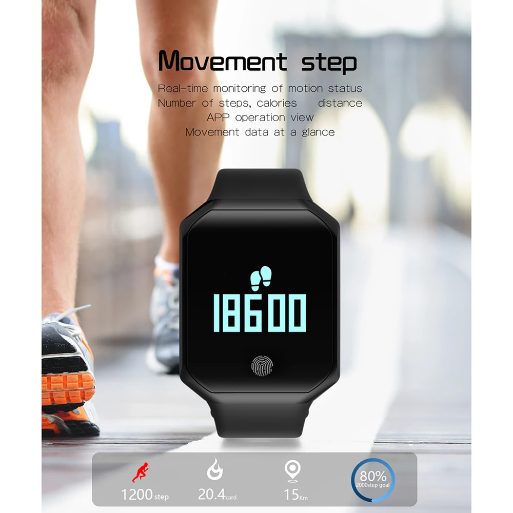 New Smart Sport Bracelet Wristband Blood Pressure Heart Rate Monitor Pedometer Smart  Fitness Tracker Watch men For Android iOS