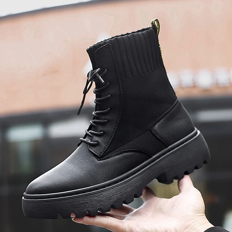 Casual Boots Men Genuine Leather Fashion Sock Boots for Man Designer Leather Sneakers Thick Bottom Mens Height Increase Boots Casual Boots Men Genuine Leather Fashion Sock Boots for Man Designer Leather Sneakers Thick Bottom Mens Height Increase Boots
