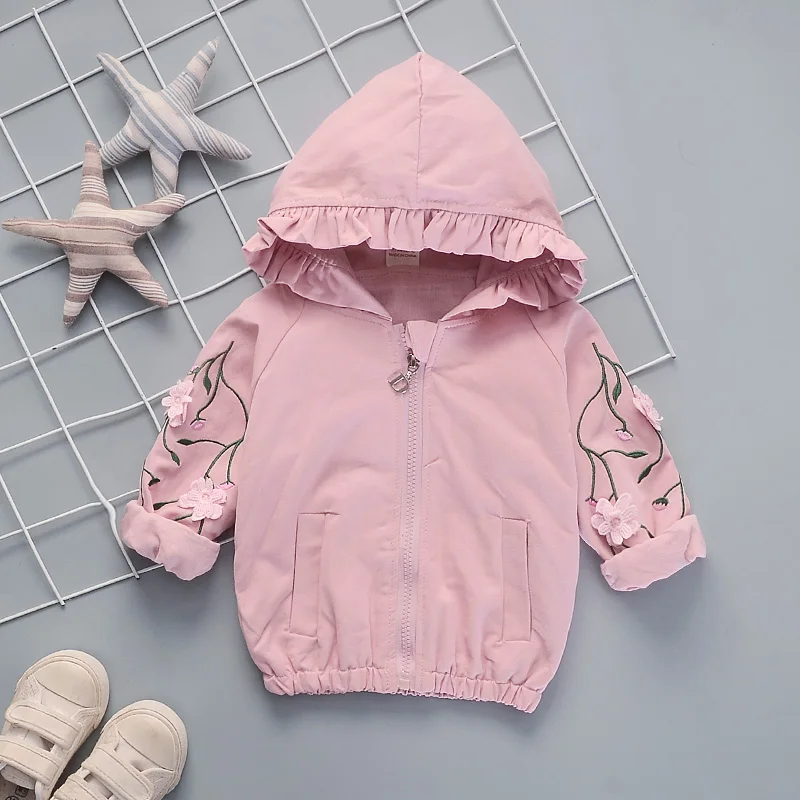 Style 1-Pink IENENS/весенние детские куртки с цветочным принтом для девочек; пальто для маленьких девочек; Повседневная хлопковая верхняя одежда на молнии; топы; одежда - Цвет: Style 1-Pink