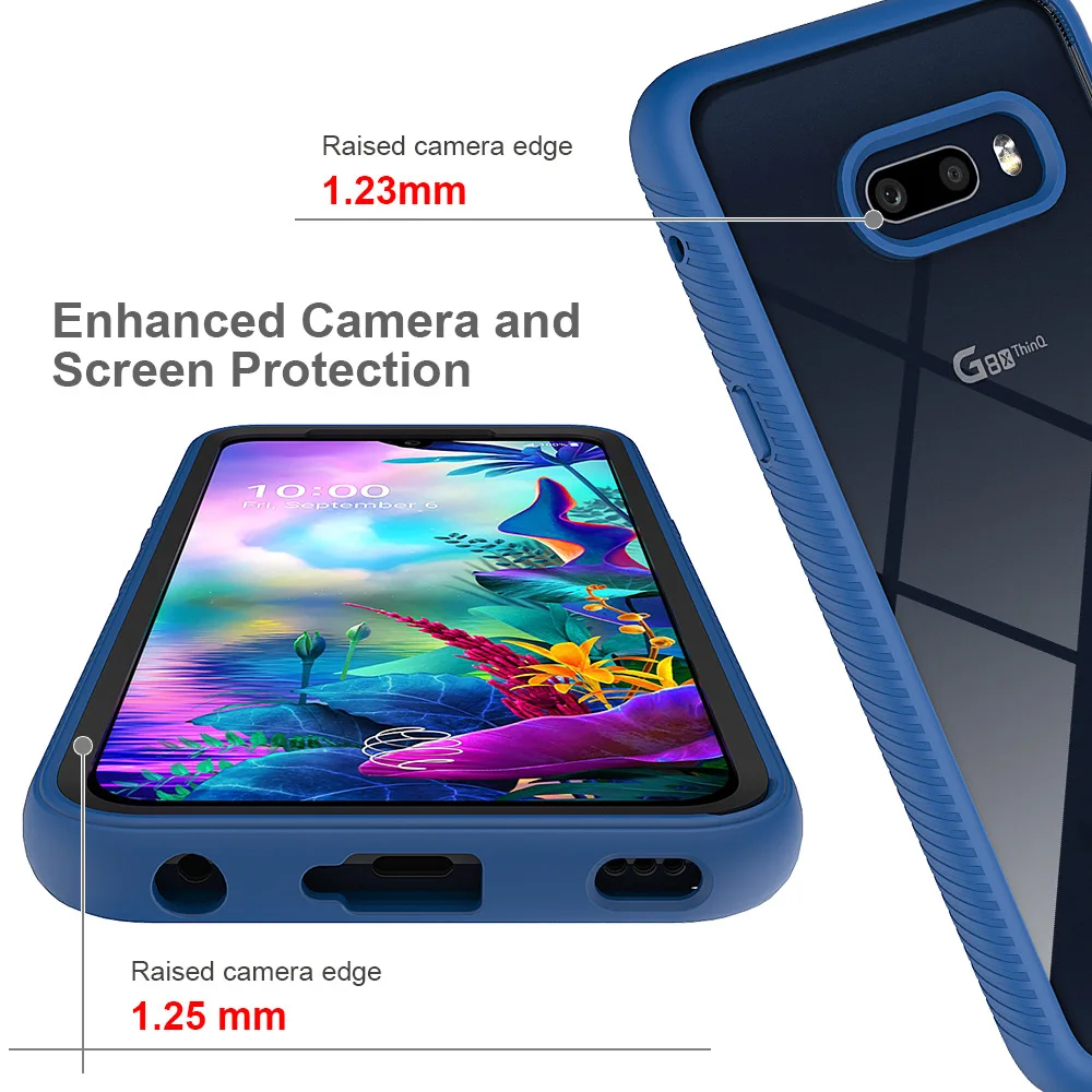 Hybrid TPU/PC Sky Case For LG G8X ThinQ  Fundas Capa Two Layer Structure Shockproof Crystal Clear Shell Cover For LG V50s ThinQ cell phone pouch with strap