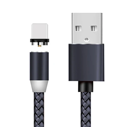 VOXLINK 1 м светодиодный магнитный USB кабель для iPhone Xs 6 и usb type C кабель и Micro USB нейлоновая оплетка для samsung Xiaomi huawei USB C - Цвет: Cyan for APPLE