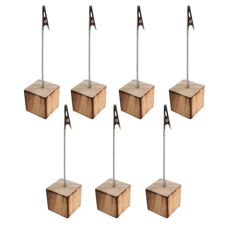 

Memo Clip Holder Stand Picture Card Note Clip Stand 7pcs Wood color