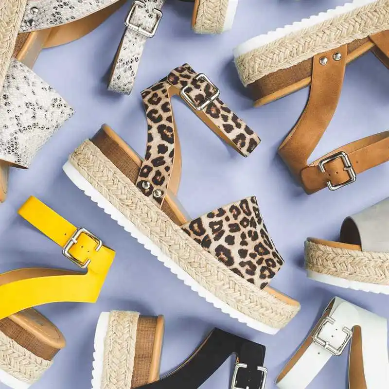 

fashion Wedges Shoes For Women Sandals Plus Size High Heels Summer Shoes Leopard Slides Chaussures Femme Platform Sandals 2019