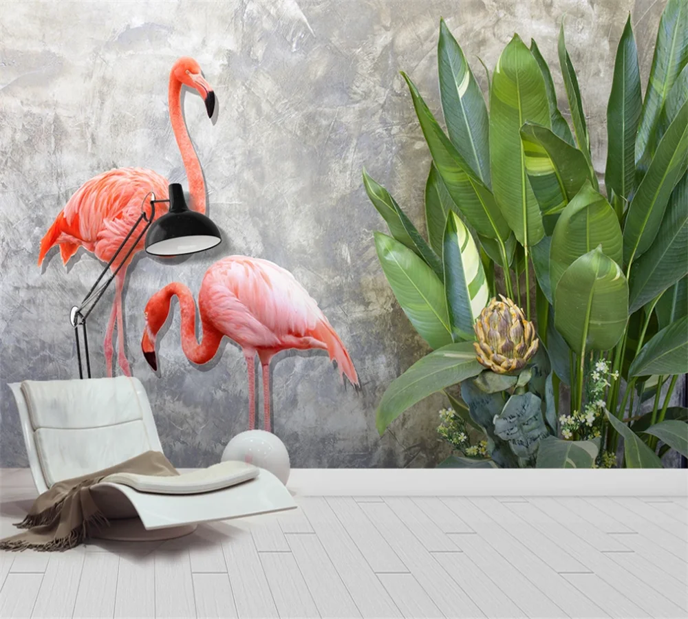 Custom 3D wallpaper mural Nordic simple tropical plant leaves couple flamingo background wall painting traditional chinese painting getting started basic tutorial simple ink painting coloring book landscape painting techniques book