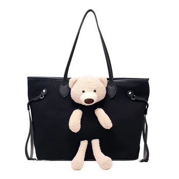 

2020 Fall & Winter New Arrival Women Canvas Bag High Class Large Capacity Tote Bags Little Bear Shoulder Bag