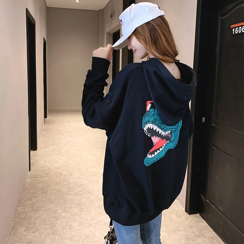 

2019 Autumn New Korean Version Of The 3D Printing Letter Sweatshirt Blouse Loose Large Size Women's Hoodie Hooded Eweater Coat