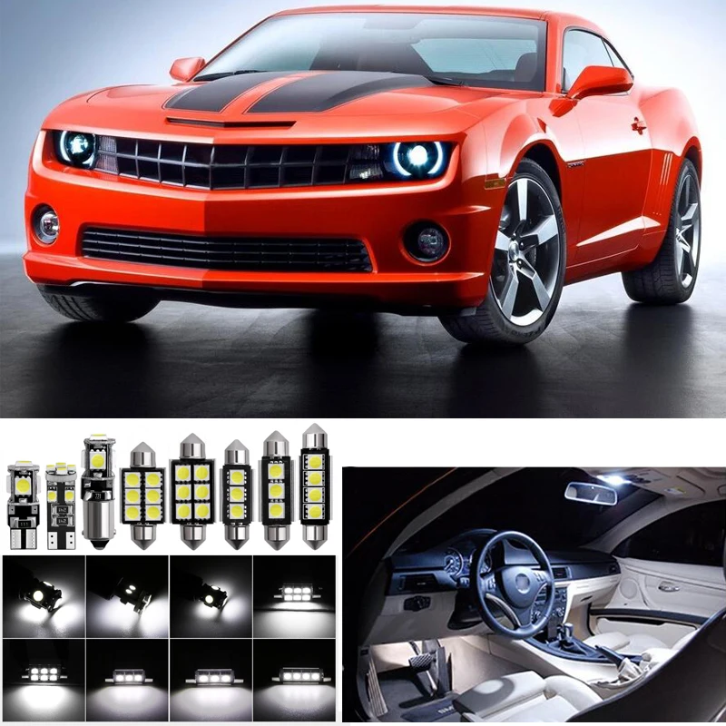 

8pcs Canbus Car LED Light Bulbs Interior Kit For 2010-2015 Chevy Chevrolet Camaro Interior Package Kit License Plate Light 6000k