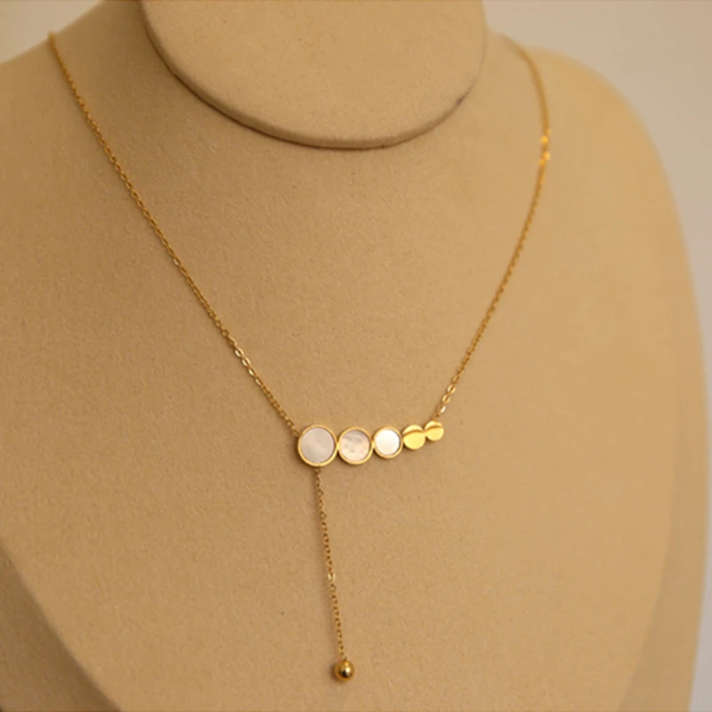 Peri'sBox Small Beads Circle Necklaces Acrylic Geometric Choker Necklaces for Women Minimalist Titanium Steel Necklace 2020 - Image 3