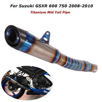 Slip for Suzuki GSXR600 GSXR750 2008 2009 2010 Motorcycle Exhaust Muffler Mid Tail Pipe System Titanium Blue