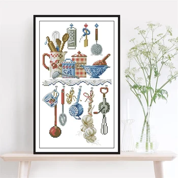 

Joy Sunday Kitchen utensils Cross Stitch Kits Small size series Chinese embroiderys counted needlework sets decoracions for home