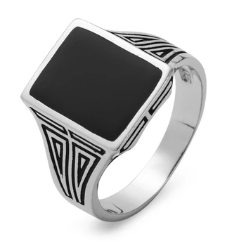 

Eulonvan Luxury Charms Wedding 925 sterling Silver Rings Jewelry & Accessories for men Black Resin S-3818 size 7 8 9 10 11 12 13