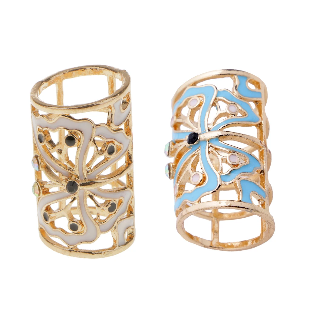 2pcs Vintage Butterfly Scarf Buckle Ring Scarf Clip Slide Tube Scarf Jewelry Gold Tone