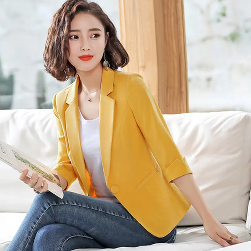 Review 2020 new spring and summer high quality ladies blazer small suit Workwear office jacket feminine Fashion interview suit