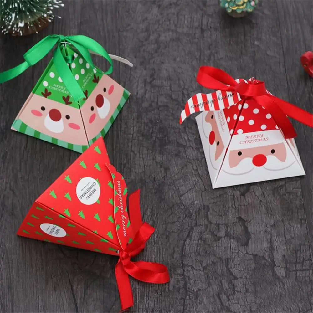 10pcs Creative Christmas Candy Gift paper Box Baking Small Package Tray Cake shop cake Ornaments box Bag#1101