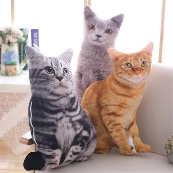 

50cm 3D Dyeing Plush Cat Pillows Sleep Soft Stuffed Animals Cushion Sofa Chair Decor Kids Toy Girl Gift