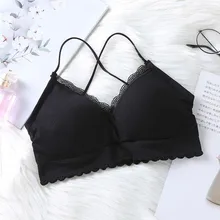 EFINNY Однотонный женский топ на бретельках со съемными мягкими бретельками сексуальный бесшовный кружевной топ