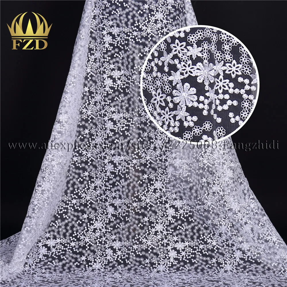 FZD новейшая чистая белая африканская сетчатая кружевная ткань для невесты белого цвета для свадебного платья Аксессуары для самостоятельного изготовления подкладки на ярде* 135 см
