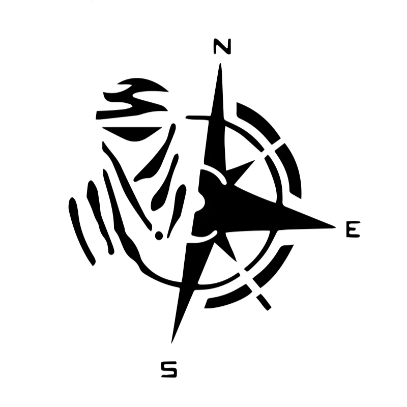 Car Sticker Creative Design Personality Fashion Compass PvcDecoration Accessories Waterproof Cover Scratch Decal 12cm*13cm | Автомобили и